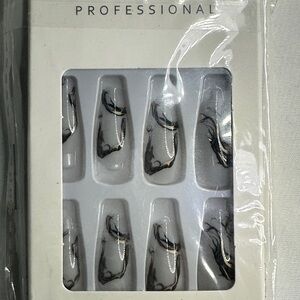 Professional Black and White Nail Set